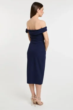 - abito blu in 72% pa 28% ea morbido ed elastico