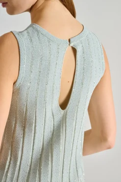 Abito cristalli lungo goccia tessuto verde