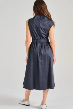 Abito lungo raso leggero blu