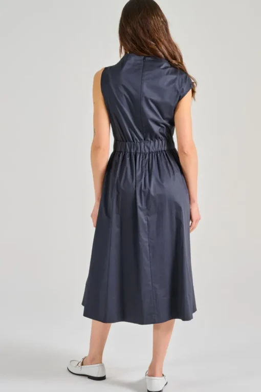 Abito lungo raso leggero blu