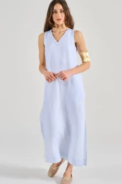 Abito lungo tela leggera azzurro