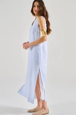 Abito lungo tela leggera azzurro