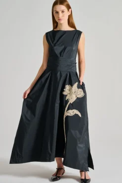 Abito only flower tessuto nero