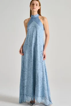 Abito pizzo dentelle azzurro