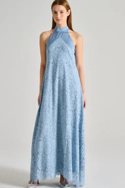 Abito pizzo dentelle azzurro