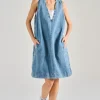 Abito v-neck arizona denim blu