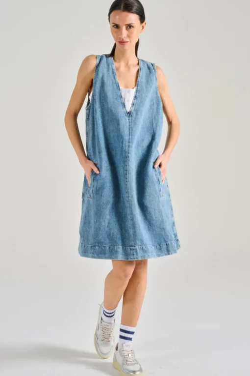 Abito v-neck arizona denim blu