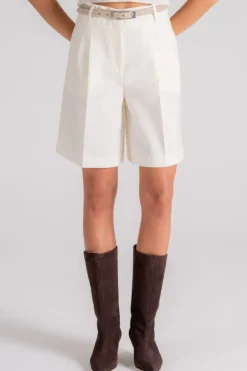 Bermuda camila in poliestere/lana vergine beige