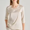 Blusa mezza manica raso fluido beige