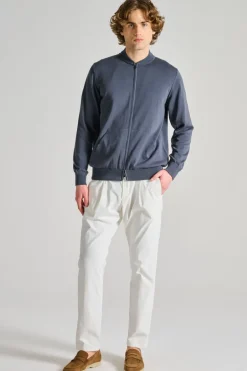 Bomber zip maglia tessuto grigio