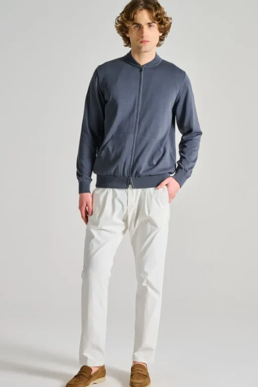 Bomber zip maglia tessuto grigio