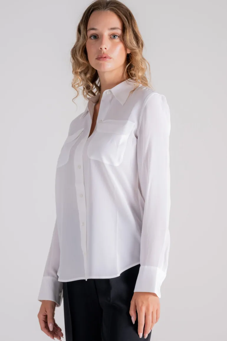 Camicia bianco 100% seta