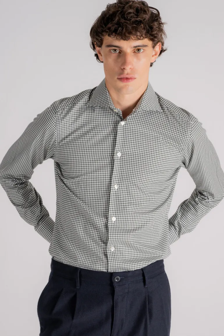 Camicia collo alla francese 100% cotone verde