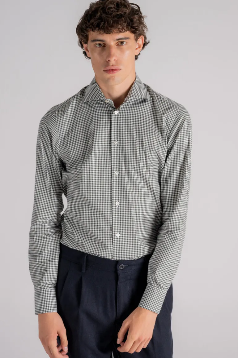 Camicia collo alla francese 100% cotone verde