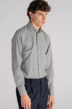 Camicia collo alla francese 100% cotone verde