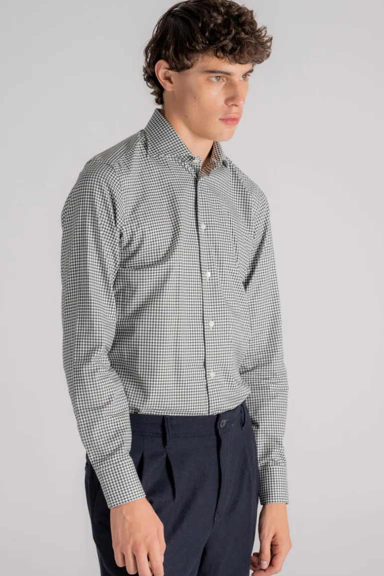 Camicia collo alla francese 100% cotone verde