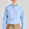Camicia cotone/lino azzurro