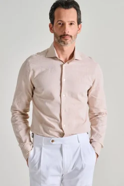 Camicia cotone/lino beige