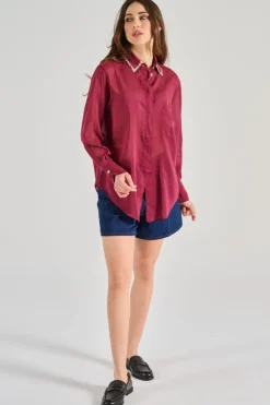 Camicia cotone/seta rossa