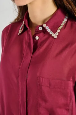 Camicia cotone/seta rossa