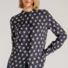 Camicia crepe di viscosa con stampa naive rose