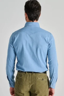 Camicia denim 100% cotone blu