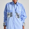 Camicia dettagli paillettes azzurro