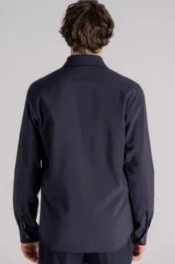 Camicia doppia in poliestere/lana blu