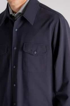 Camicia doppia in poliestere/lana blu