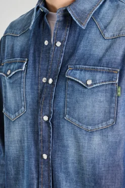 Camicia lamb texana cotone blu