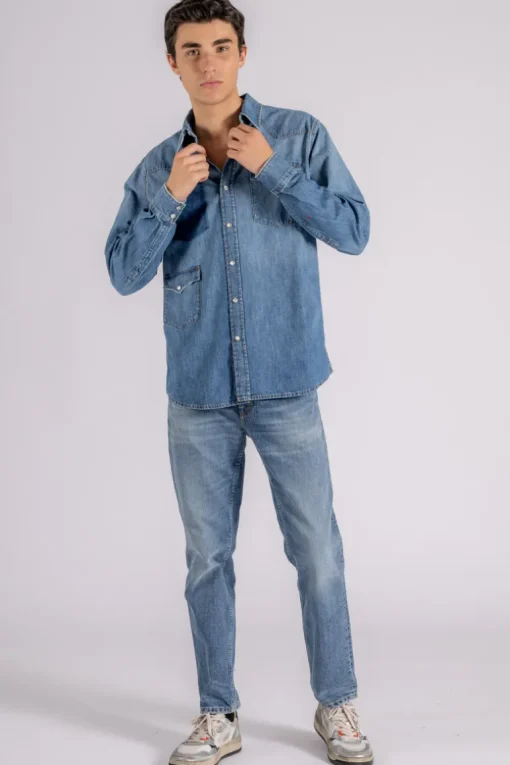 Camicia lamb texana cotone blu