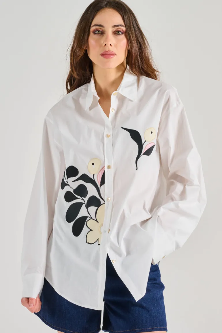 Camicia le bouquet popeline cotone bianco