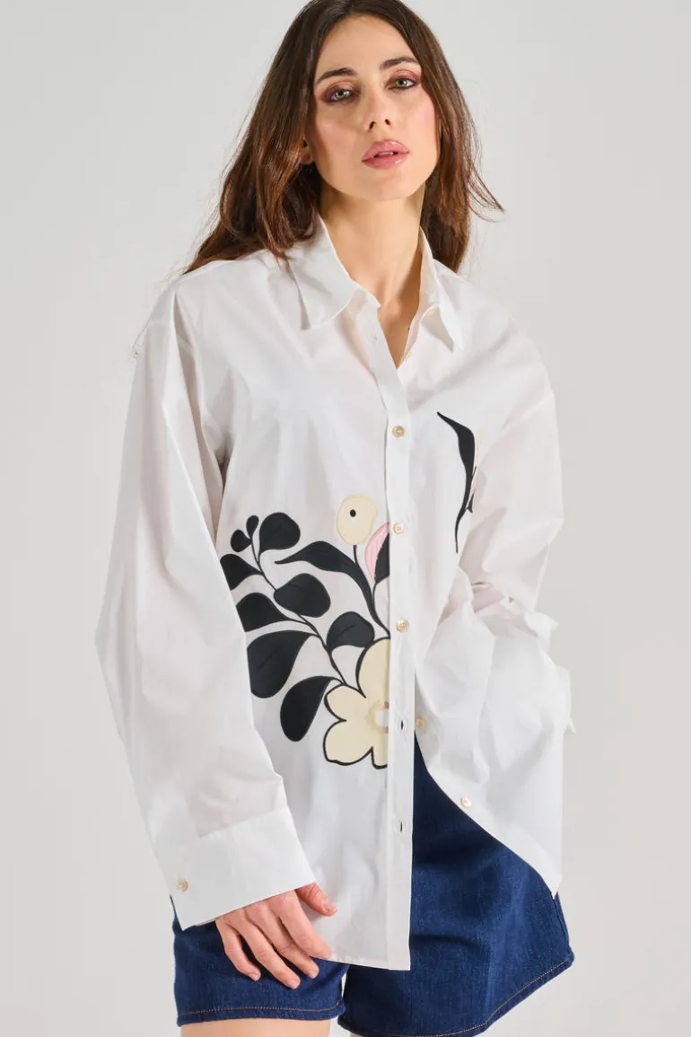 Camicia le bouquet popeline cotone bianco