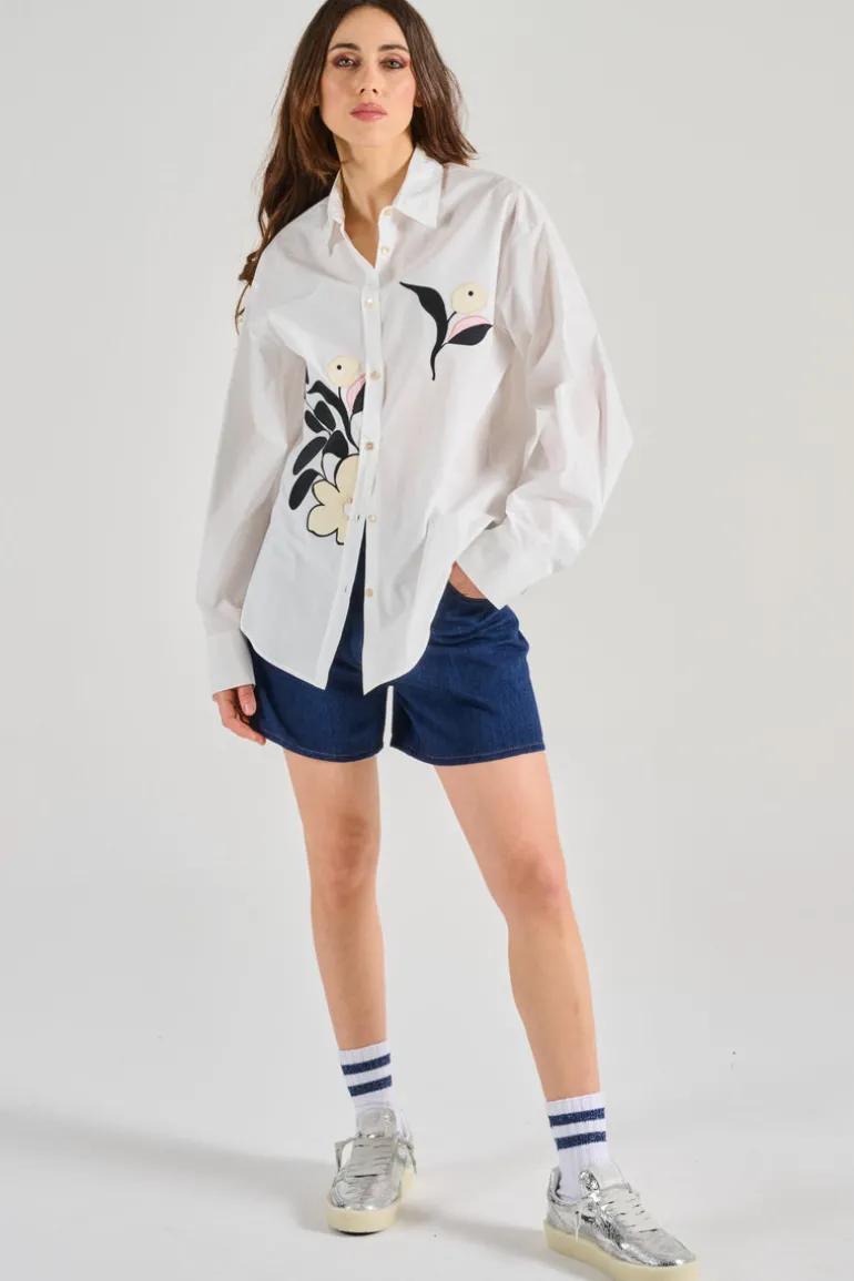 Camicia le bouquet popeline cotone bianco