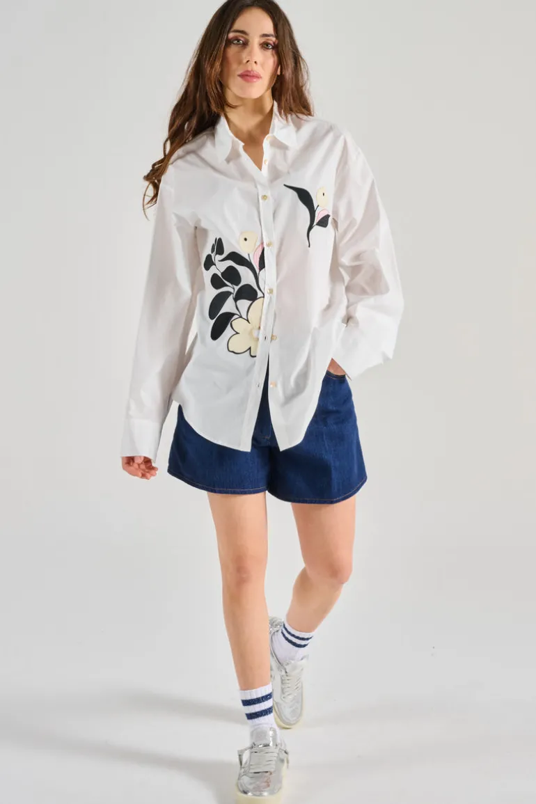 Camicia le bouquet popeline cotone bianco