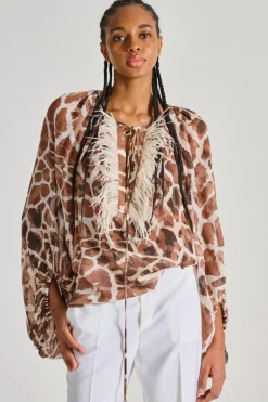 Camicia over printed tessuto bianco