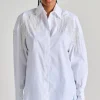 Camicia over shirt paillettes frange bianco