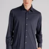 Camicia oxford in poliammide/elastam blu