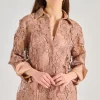 Camicia pizzo macramè beige