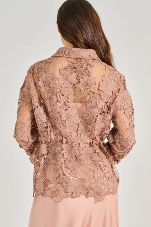 Camicia pizzo macramè beige