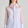 Camicia popeline/organza bianco
