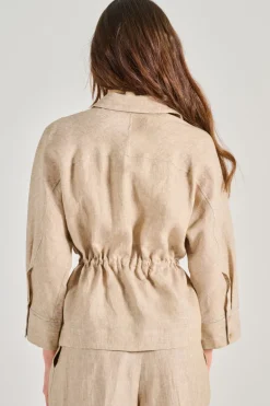 Camicia tela di lino effetto delavé beige