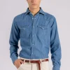 Camicia texano cotone blu