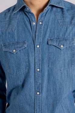 Camicia texano cotone blu