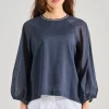 Camicia voile puro cotone blu