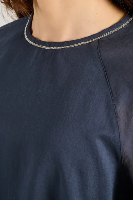 Camicia voile puro cotone blu