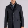Cappotto in lana con pettorina blu