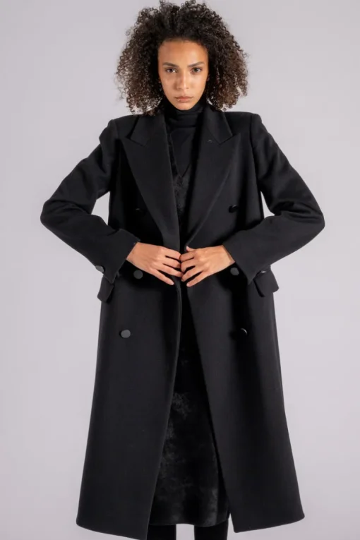 Cappotto lana vergine/cashmere nero
