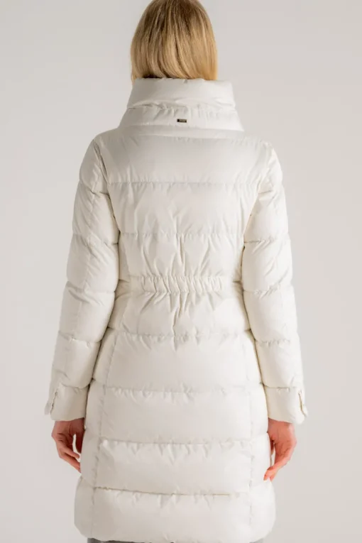 Cappotto medio in raso bianco donna