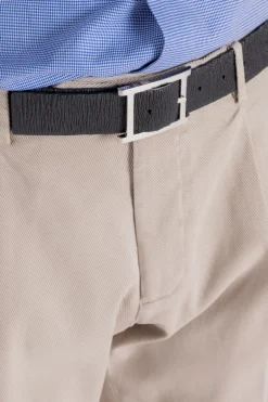 Cintura chevrette double elast in pelle nabuccata blu